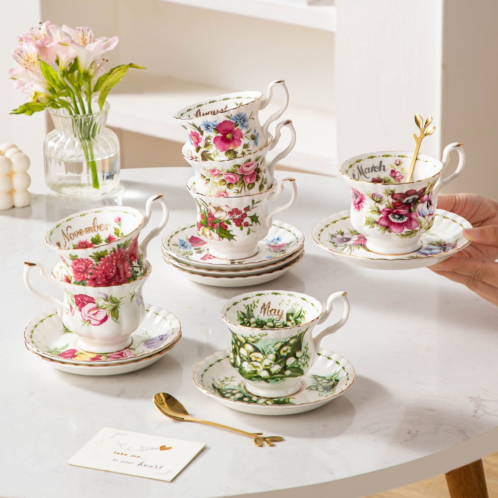 Valley Tea And Coffee - Vintage Çiçekli Porselen Kahve Fincanı ve