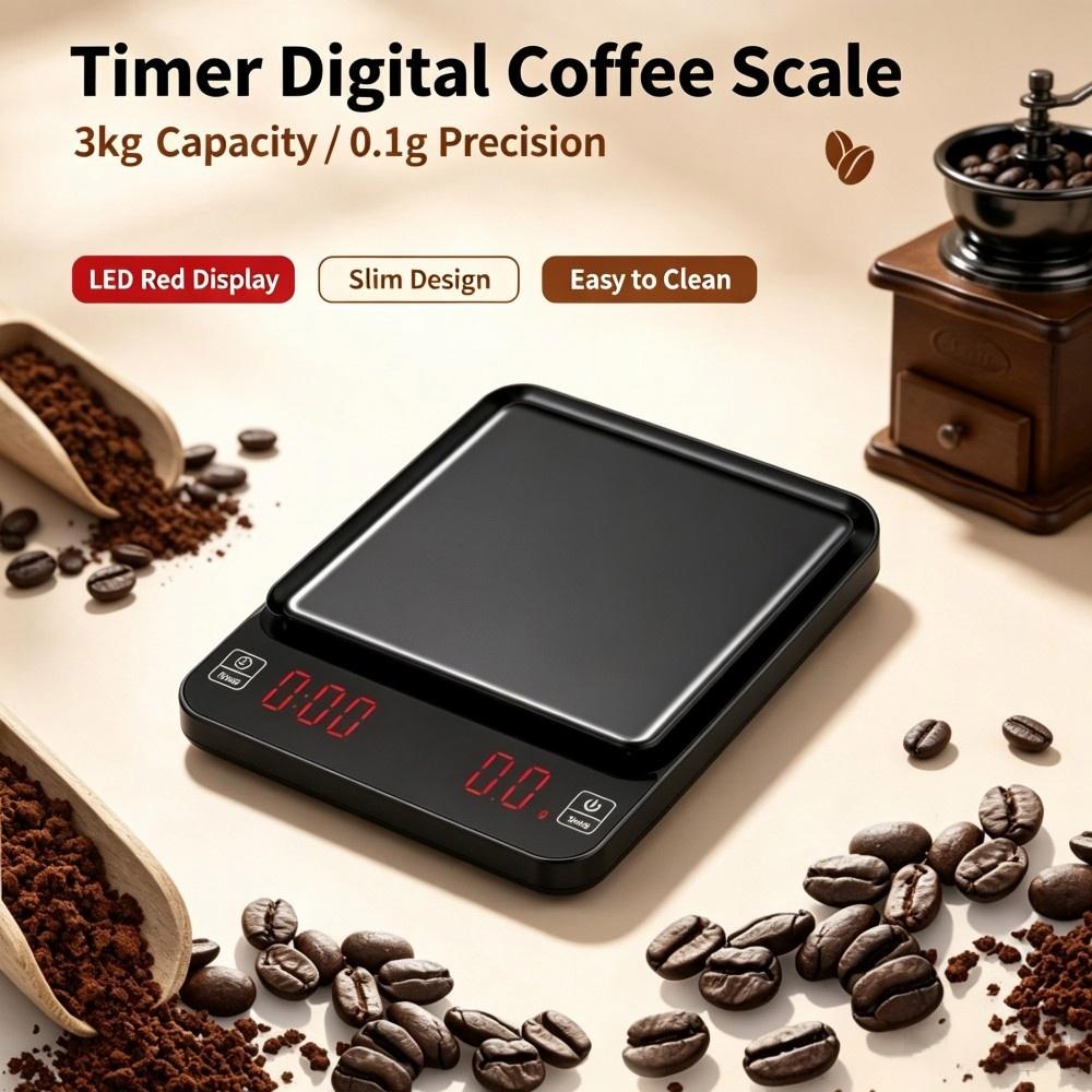 Coffee&Tea House Menu - 3kg/0.1g Yüksek Hassasiyetli Dijital Kahve Terazisi,