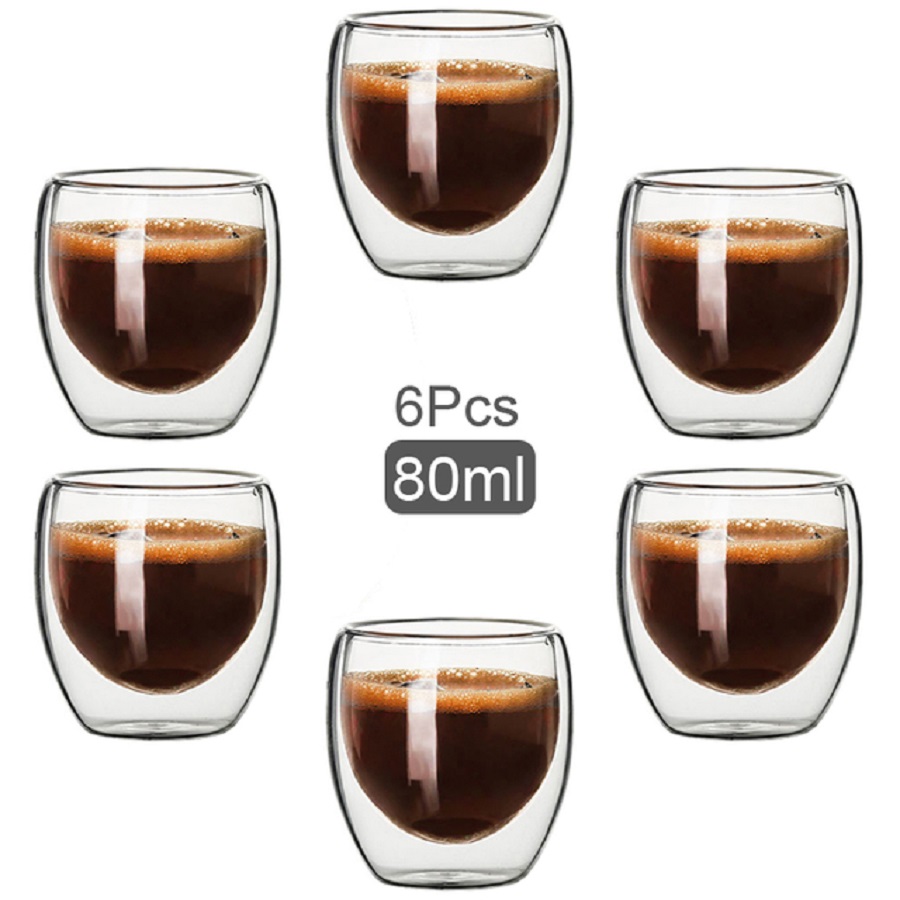 Coffee Tea And Cocoa - Çift Duvarlı Cam Kahve Kupaları Cam