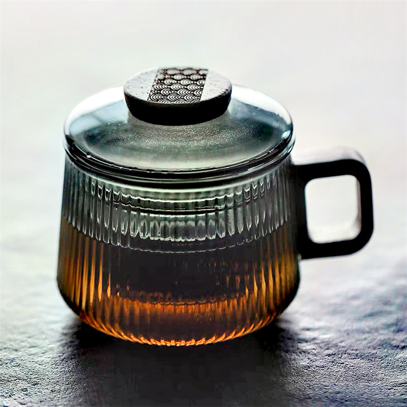Coffee Tea Japan - 300 ml Çizgili Yüksek Borosilikat Cam