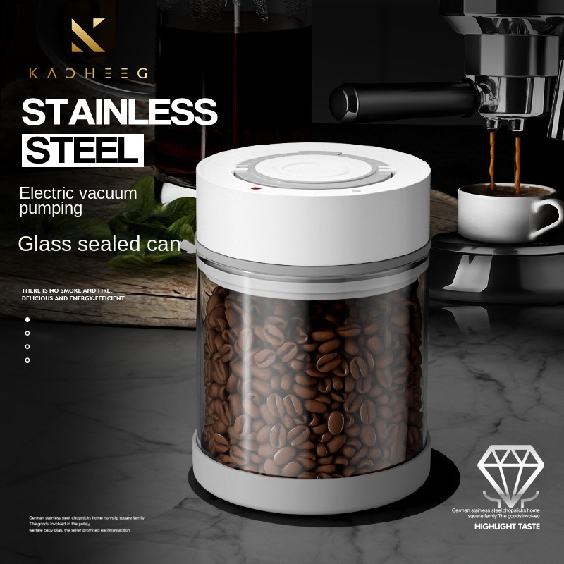 Coffee Tea Sugar Canister Set - Elektrikli vakum kahve çekirdekleri cam kavanozlar