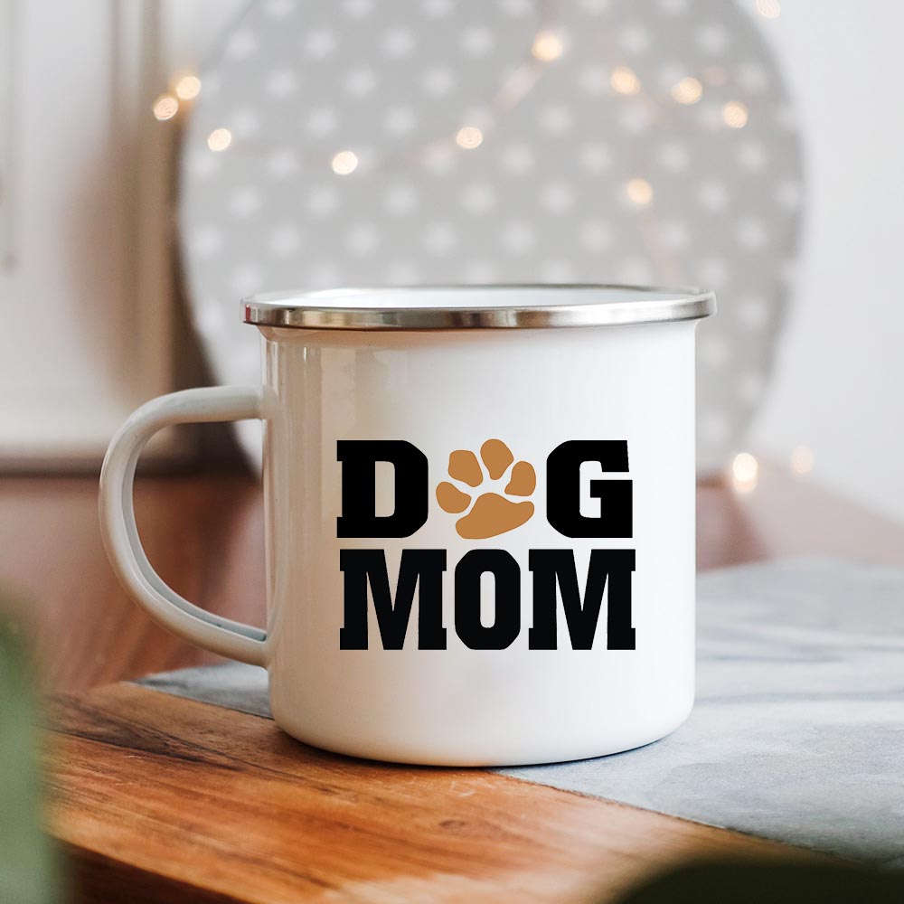 Coffee Tea And Cocoa - Köpek anne/baba baskı yaratıcı emaye kolu