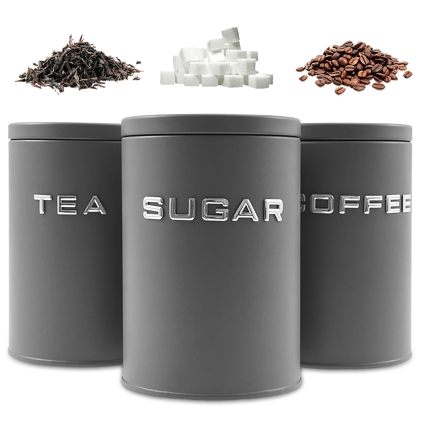 Coffee Tea Sugar Canister Set - 3 Adet Çay Kahve Şeker Saklama
