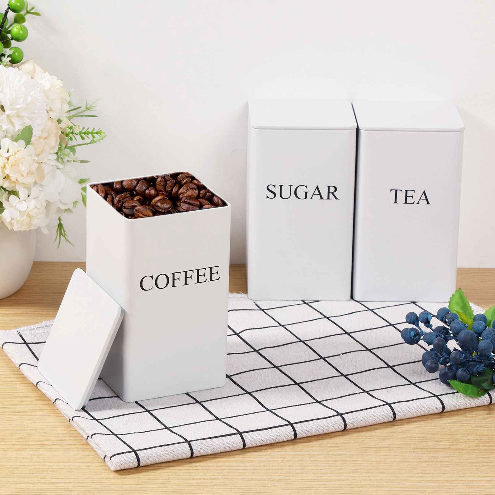 3 adet kahve çekirdeği saklama - Coffee Tea Sugar Canister Set incelemesi ve fiyatı