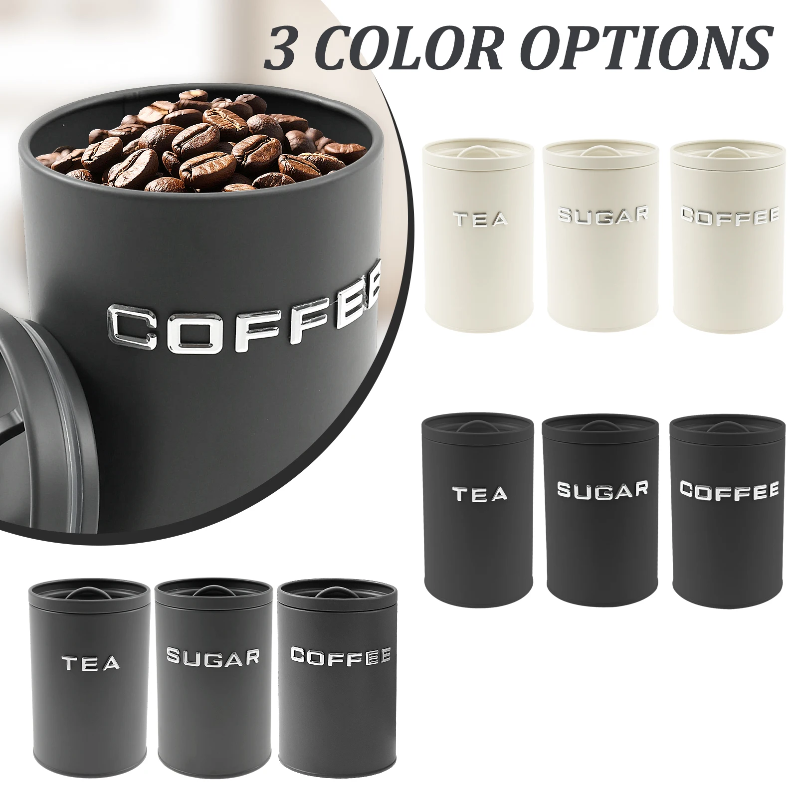 3 Adet Çay Kahve Şeker Saklama - Coffee Tea Sugar Canister Set incelemesi ve fiyatı