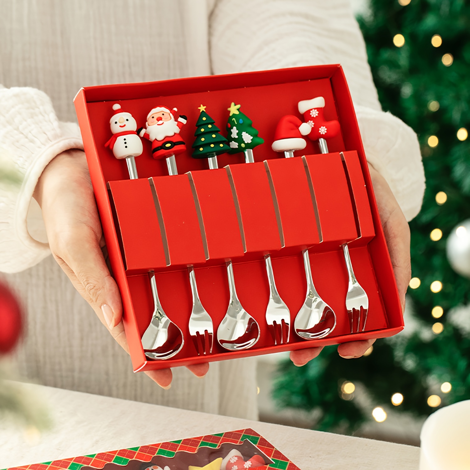 1 Set Yaratıcı Noel Çatal ve K - Coffee Tea Sugar Canister Set incelemesi ve fiyatı